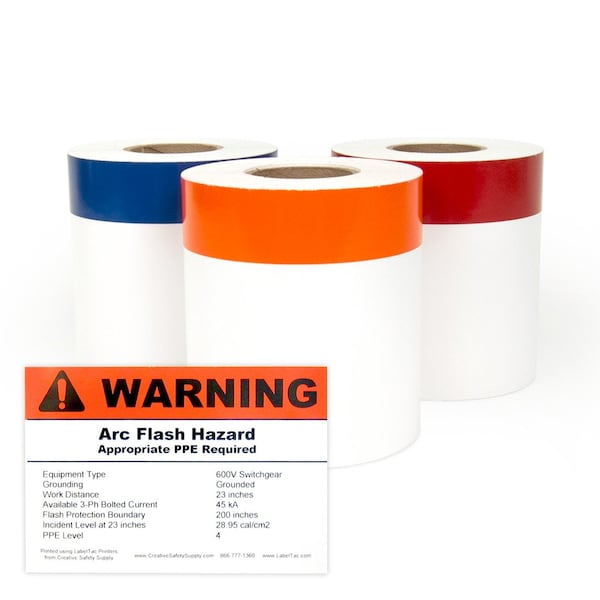 Labeltac Arc Flash Continuous Header Stock 8in x 75ft, 2.25in Header Stripe, Green - LT805AFC-2.25-C