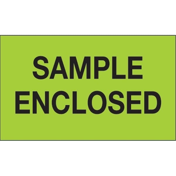 Bondad 3 x 5 in. - Sample Enclosed Fluorescent Green Labels - Roll of 500 - BO3356876