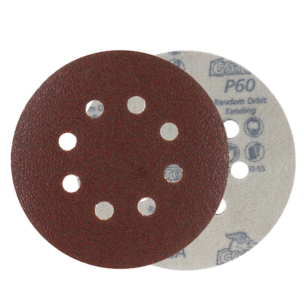 Gator Finishing 5" Red Resin Random Orbit Sander Hook and Loop Discs, 60 Medium Grit Remove - 4345