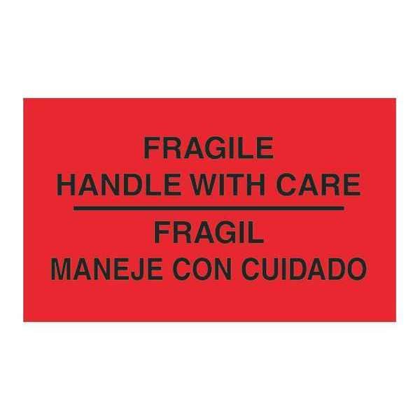 Tape Logic Tape Logic Bilingual Labels, "Fragil - Maneje Con Cuidado", 3" x 5", Fluorescent Red, 500/Roll - DL3011