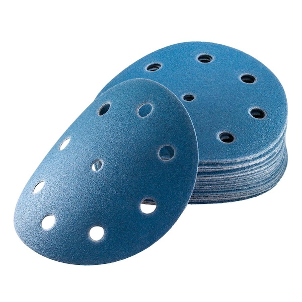 Uneeda 5 in Dia, 9 holes, Aluminum Oxide, 150 Grit, Coated Type - M-177215