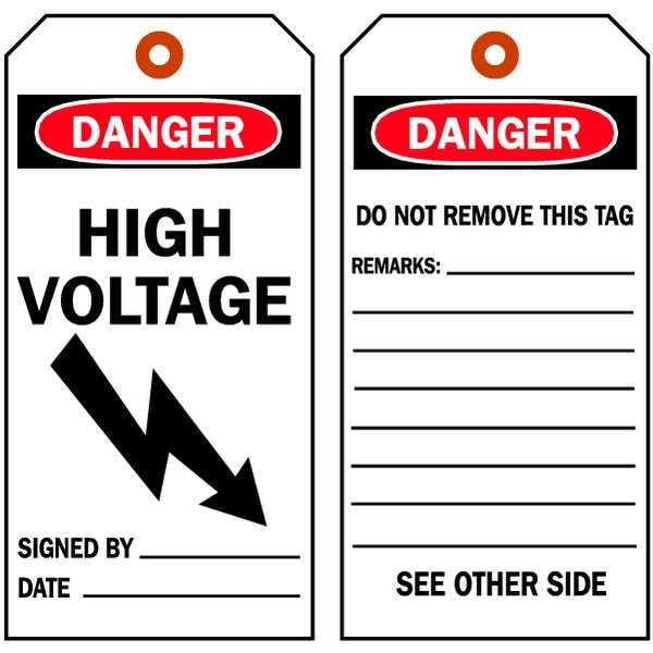Brady Danger Tag, 5-3/4 x 3 In, Cardstock, PK100, 86652 - 86652