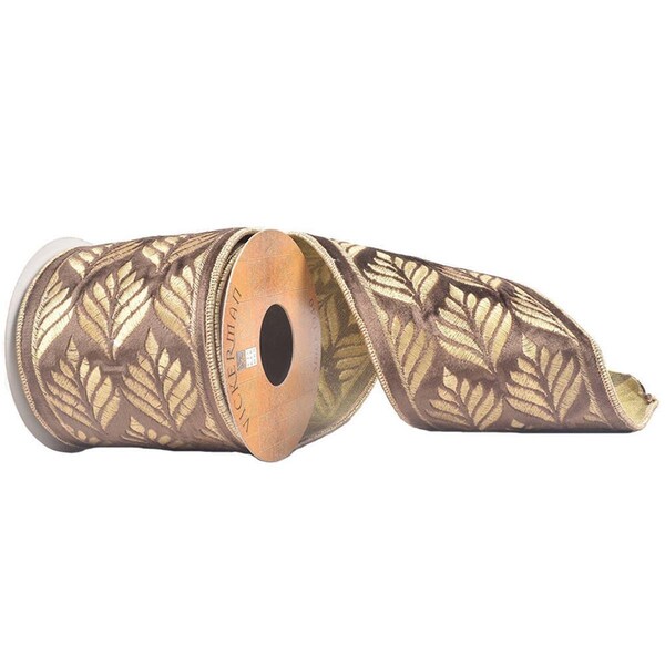 Vickerman 4 in. x 10 yards Embroidery Ribbon, Light Brown - Q228353
