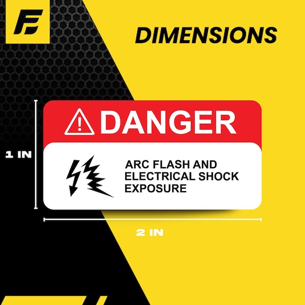Fuel Stickers Danger Ark Flash Stickers, Small, Heavy-Duty Labels for Machinery and Equipment, 2in x 1in, 4PK - Z-2X1ARK-4PK
