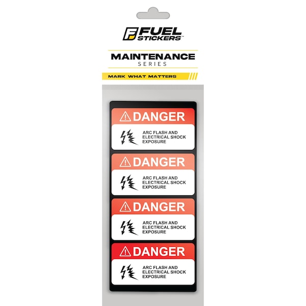 Fuel Stickers Danger Ark Flash Stickers, Small, Heavy-Duty Labels for Machinery and Equipment, 2in x 1in, 4PK - Z-2X1ARK-4PK