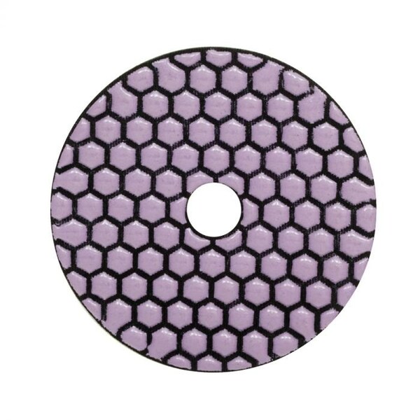 Lackmond Dry Polishing Pad, Resin Bonded Hook And Loop Backed, Series Contractor, 4 Pad Dia, White Buff - DPDBUFF4CWHT