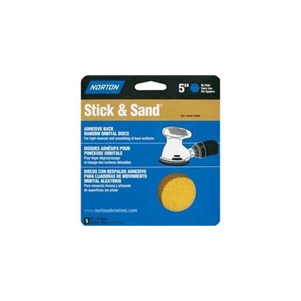 Norton Co Sanding Disc, 5 in Dia, Coated, P40 Grit, Extra Coarse, Aluminum Oxide Abrasive - 48908