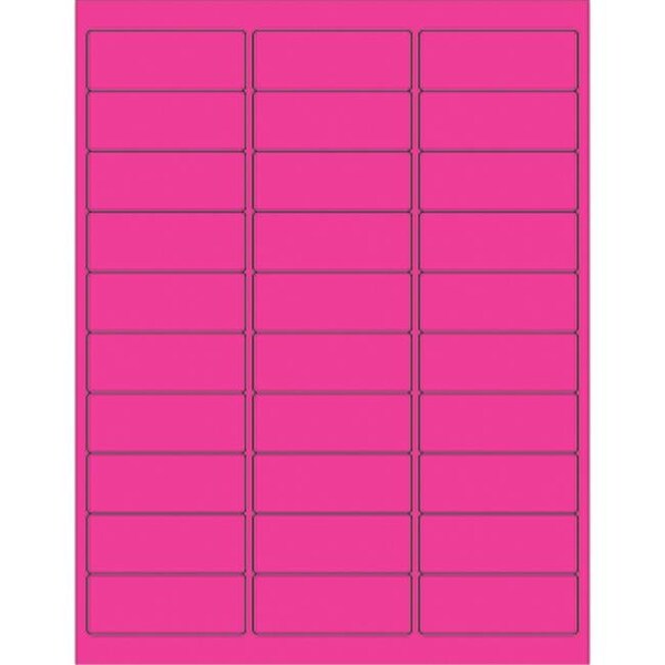 Box Partners Box Partners LL173PK 2.63 x 1 in. Fluorescent Pink Rectangle Laser Labels - Pack of 3000 - LL173PK