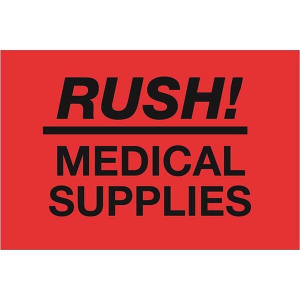 Bondad 2 x 3 in. - Rush - Medical Supplies Fluorescent Red Labels - Roll of 500 - BO3349170