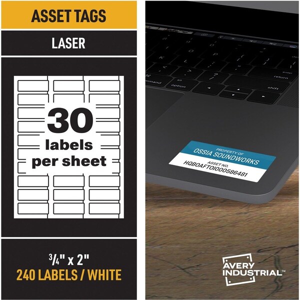 Avery PermaTrack Durable White Asset Tag Labels, 3/4 x 2, 240 Asset Tags - AVE61526