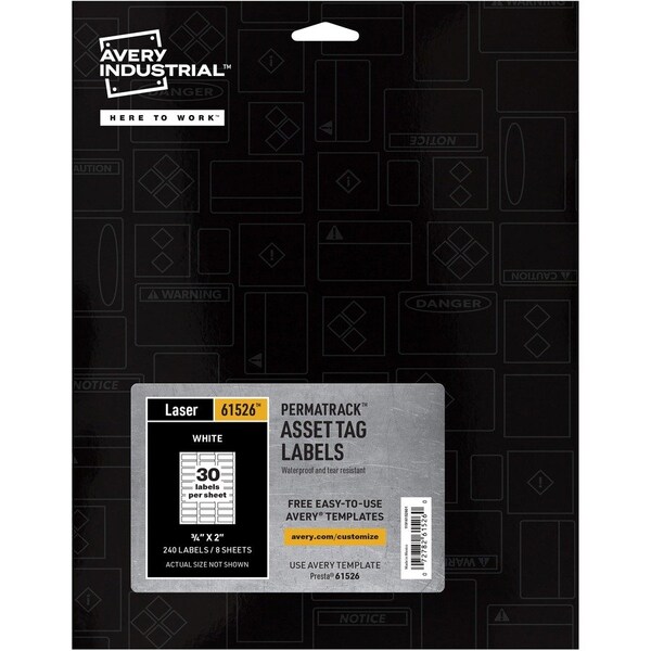 Avery PermaTrack Durable White Asset Tag Labels, 3/4 x 2, 240 Asset Tags - AVE61526