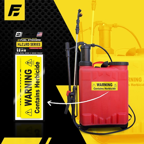 Fuel Stickers Herbicide Sticker, Warning Label: Pump Sprayer, Commercial Sprayer: Hvy-Dty, 6''x2'', 20PK - Z-6X2HRB-20PK