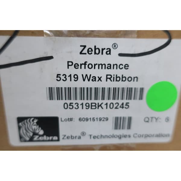 Zebra Pen Performance Wax Ribbon 402In X 1476Ft Ink Ribbon - 5319 05319BK10245