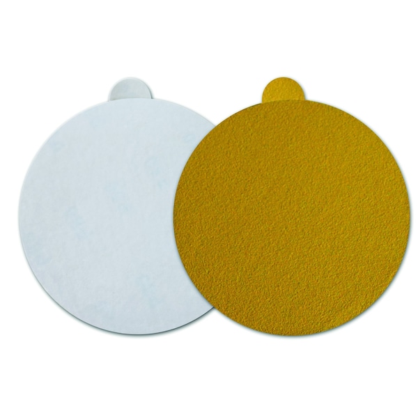 Continental Abrasives 5" 80 Grit C-Weight Gold Aluminum Oxide Stearate Coated PSA Disc with tab No Hole - SD-50DGN080