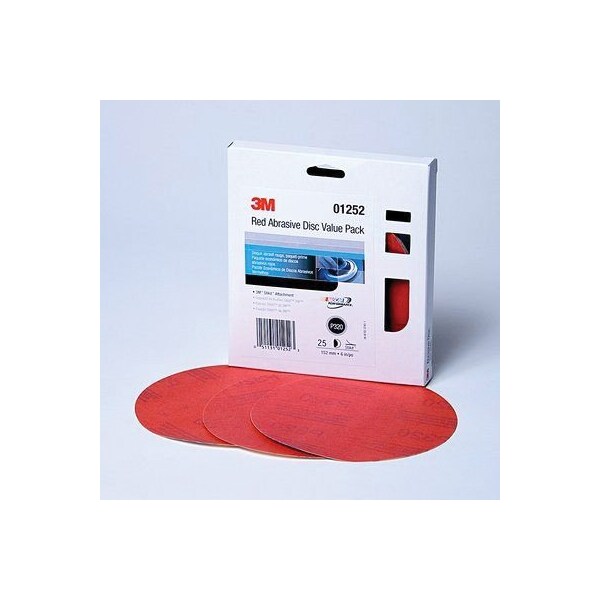3M 3M Red Abrasive Stikit Disc Value Pack, 01252, 6 in, P3205, 25PK - 7010362823