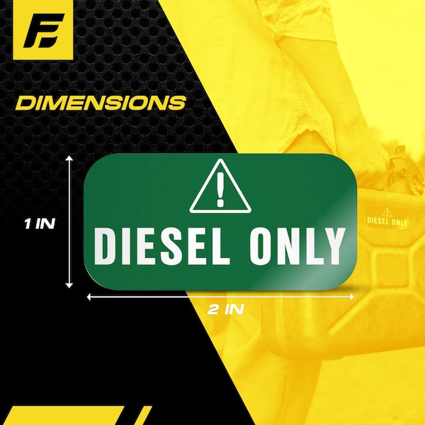 Fuel Stickers Diesel Only Sticker, Fuel Can & Outdoor Power Equipment, Hvy-Dty, Green/White, 2''x1'', 48PK - Z-2X1DG-48PK