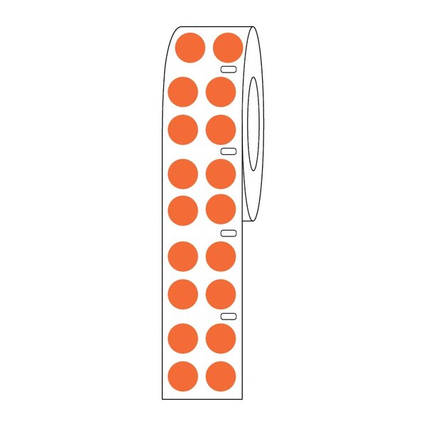 Globe Scientific Label Roll, Cryo, Direct Thermal, 13mm Dots, for 2.0mL Tubes, Red, 4000PK - LTC-13R