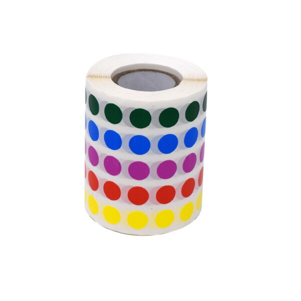 Globe Scientific Label Rolls, Cryo, 9.5mm Dots, for 0.5-1.5mL Tubes, Assorted Colors, 5000PK - LCR-95RW