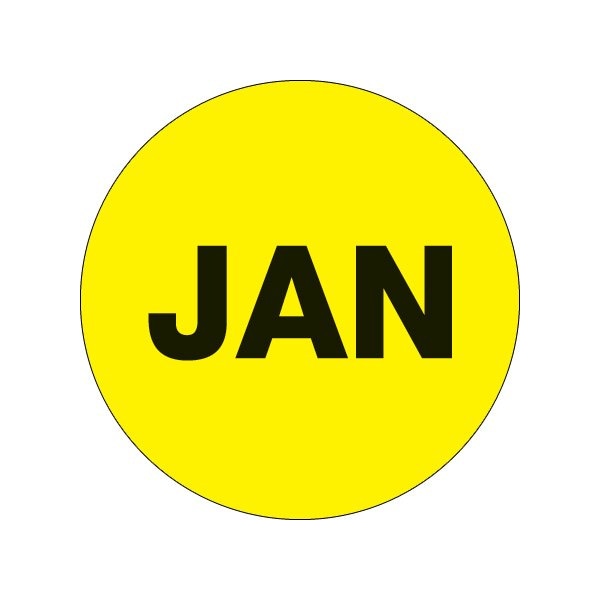 Bsc Preferred 2'' Circle - ''JAN'' Fluorescent Yellow Months of the Year Labels - BUY00019822