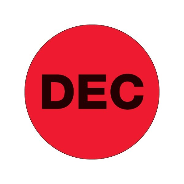 Bsc Preferred 2'' Circle - ''DEC'' Fluorescent Red Months of the Year Labels - BUY00019815