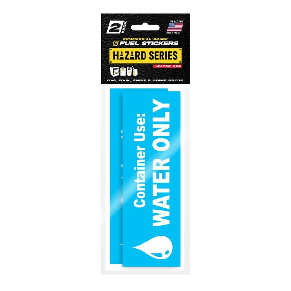 Fuel Stickers Water Only Sticker, Warning Label Sign for Jugs, Containers, Hvy-Dty, 6''x2'', 2PK - Z-6X2WTR-2PK