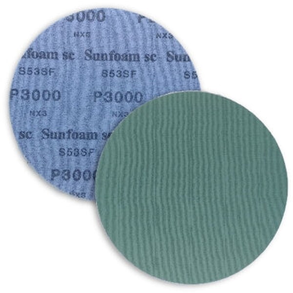 Sunmight Usa Sunfoam Grip-On Polishing Disc, 6 in, 3000 Grit, Silicon Carbide, Hook and Loop Attachment, 10PK - 97225