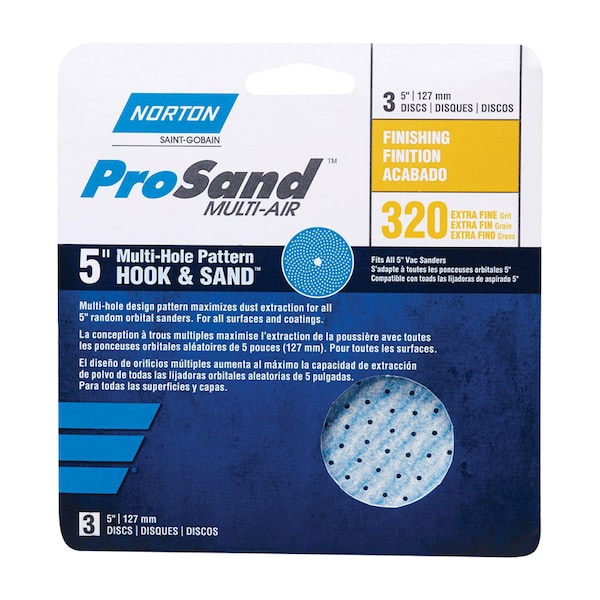 Norton Abrasives Norton ProSand Multi-Air Cyclonic 5 in. Ceramic Alumina Hook and Loop Sanding Disc 320 Grit Extra Fi - 7660703226