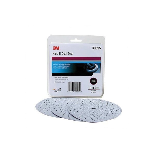 3M 3M Hookit Hard E-Coat Disc, 30695, 6 in, 320, 10 discs per box, 10PK - 7100142918