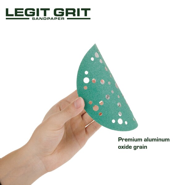Legit Grit 6 inch Sand paper Disc, 49-Hole, 80 Grit, 150PK - LG6-4980-150