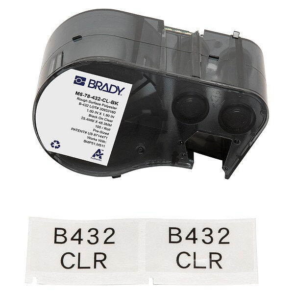 Brady Precut Label Cartridge, Clear, Gloss - M5-78-432-CL-BK