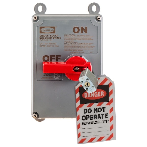 Interruptor de Desconexión Cerrado No Fusible Hubbell, 600V AC, NEMA 12K, 4, 4X - HBLDS6AC