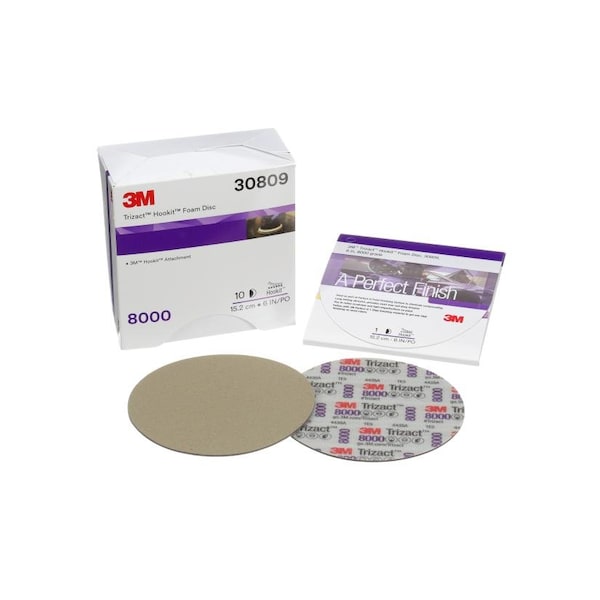 3M 3M Trizact Hookit Foam Disc, 30809, 6 in, 8000, 10PK - 7100190983