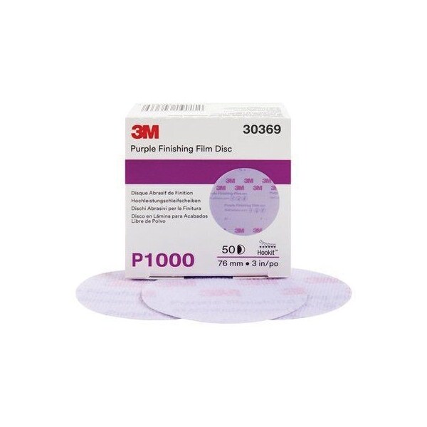 3M 3M Hookit Purple Finishing Film Disc, 30369, 3 in, P1000, 50PK - 7100122803