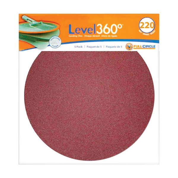 Full Circle Full Circle Level 360 8.75 in. Aluminum Oxide Hook and Loop Sanding Disc 220 Grit Very Fine 5 pk - SD220-5