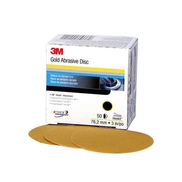 3M Hook-and-Loop Sanding Disc, 3 in Dia, No Hole, Aluminum Oxide, P80 Grit, Coated Type, 236U - 00921