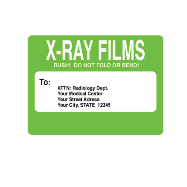Nevs Return X-Ray Films Your Med Cntr Info 2-15/16"x3-1/2" White Green &Blk - PR-2-G