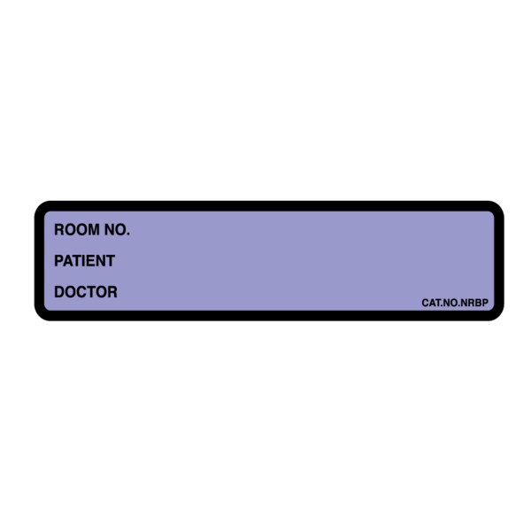 Nevs Printed Chart Label-Room #, name, Doctor 1-3/8"x5-3/8" Lavender w/Black - NRBP-LAVENDER