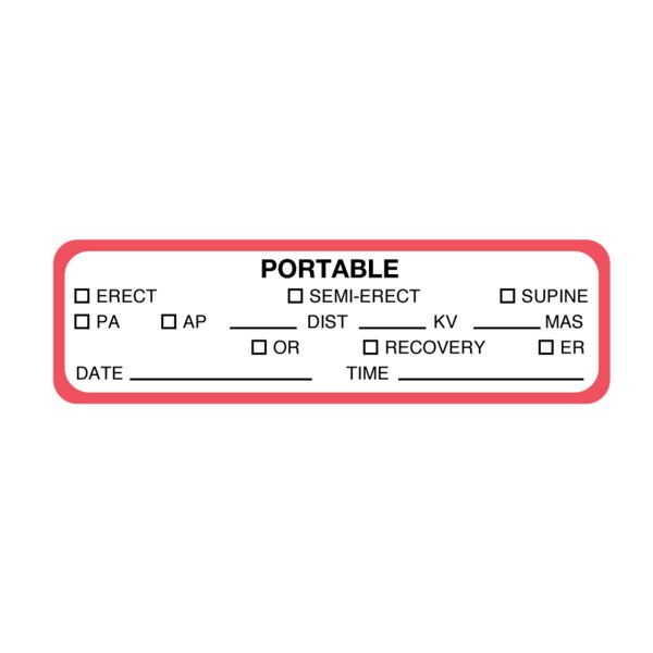 Nevs Portable Exam Labels - Portable 7/8" x 3" White w/Red & Black - X-2986RB