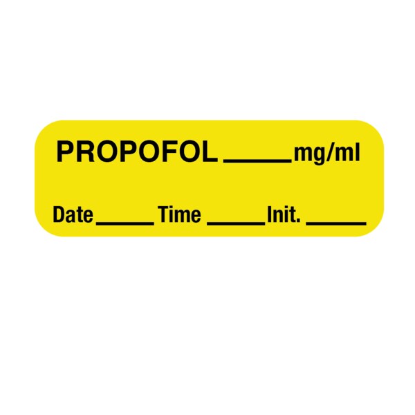 Nevs Label, Propofol 1/2" x 1-1/2" Yellow w/Black - LANT-1072D