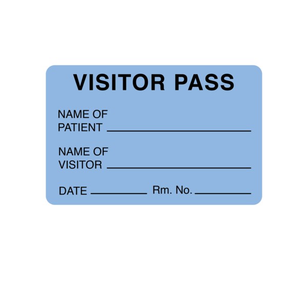 Nevs Visitor Pass - Name Of Patient/Visitor 1-15/16" x 3" - VP-BLUE
