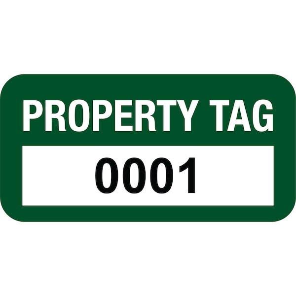 Lustre-Cal VOID Label PROPERTY TAG Green 1.50in x 0.75in  Serialized 0001-0100, 100PK - 253774VO1G0001
