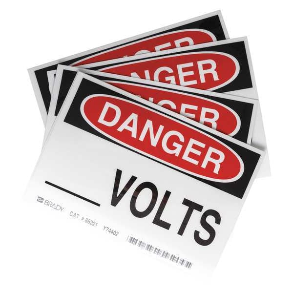 Brady Equipment Label, 3-1/2 In. H, PK5, 86221 - 86221
