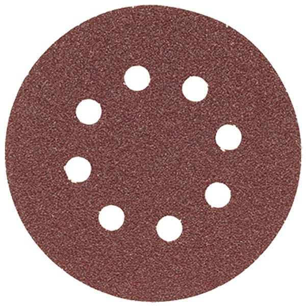 Bosch 5In Sanding Disc 8-Hole Red 120 Grit, 5" Dia, 8 Hole, Aluminum Oxide, 120 Grit, Open Coat Type - SR5R120