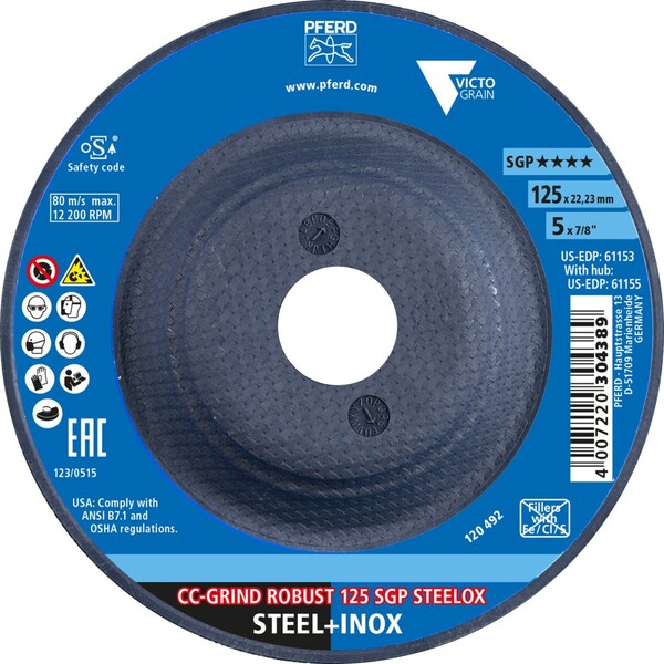 Pferd Grinding Disc, 5 in Dia, Victograin, CC-GRIND-ROBUST - 61153