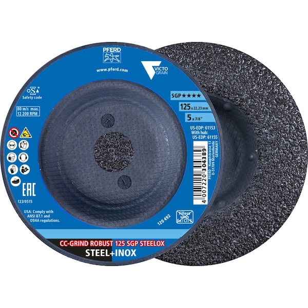 Pferd Grinding Disc, 5 in Dia, Victograin, CC-GRIND-ROBUST - 61153