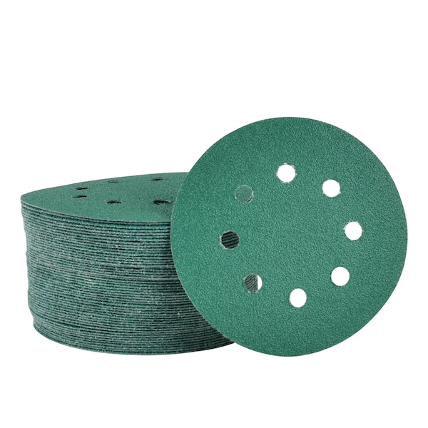 Legit Grit 5 inch Sand paper Disc, 8-Hole, 80 Grit, 50PK - LG5-880-50
