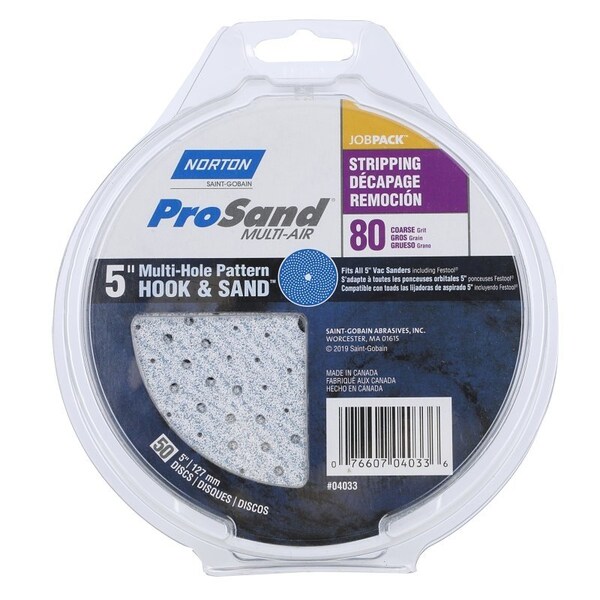 Norton Co 0 Sanding Disc, 5 in Dia, 1116 in Arbor, Coated, P80 Grit, Coarse, Alumina Ceramic Abrasive, Spiral - 4033