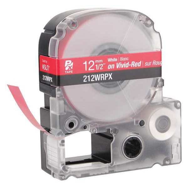 Epson Label Cartridge, White on Red, Labels/Roll: Continuous - 212WRPX
