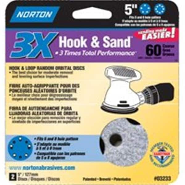 Norton Co Norton 3233 Hook And Sand Paper Disc 60 Grit - 3308160
