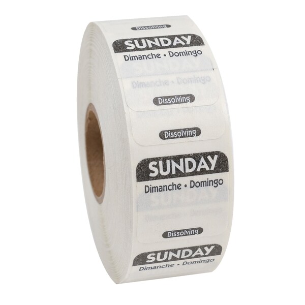 National Checking 1"x1" Trilingual Black Sunday Dissolvable Label, PK1000 - D107R